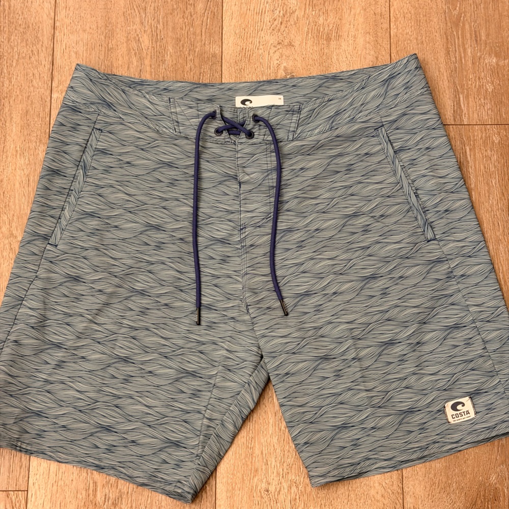Costa Textured Gray Swim Board Shorts